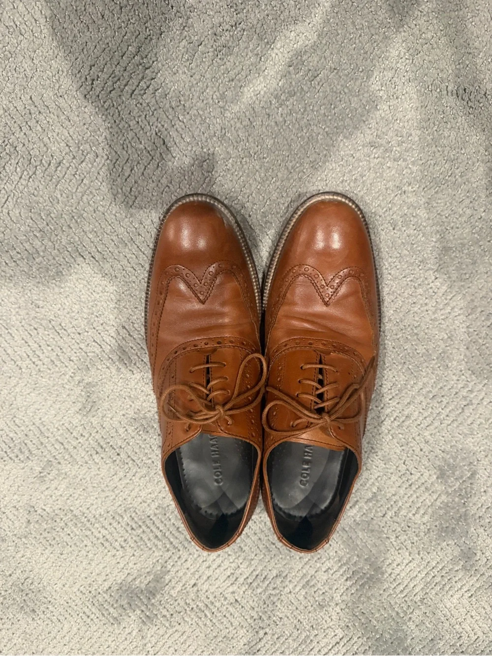 Cole Haan Men’s 8 1/2 Tan Leather Wingtip Derby Shoes